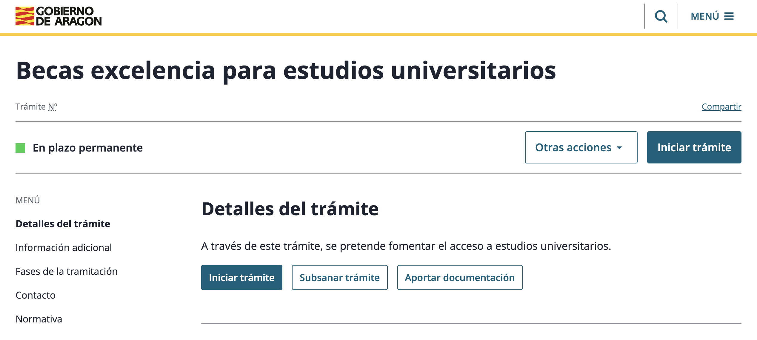 Botón para iniciar un trámite